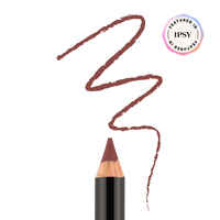 Lip liner pencil with brown line on white background, featuring IPSY logo.