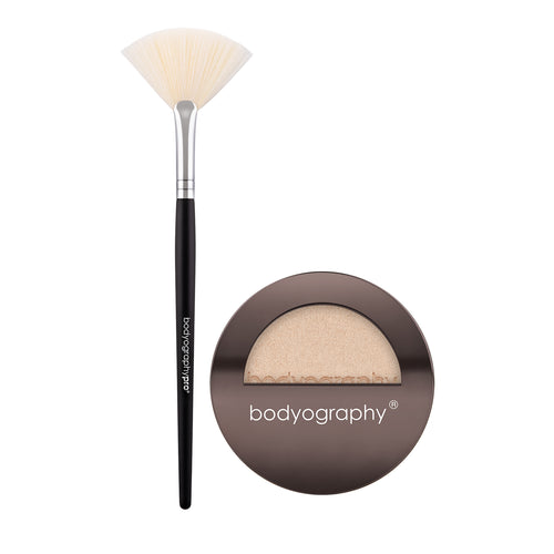 Bodyography Flawless Highlight Duo - Fan Brush + From Within Pressed Highlighter